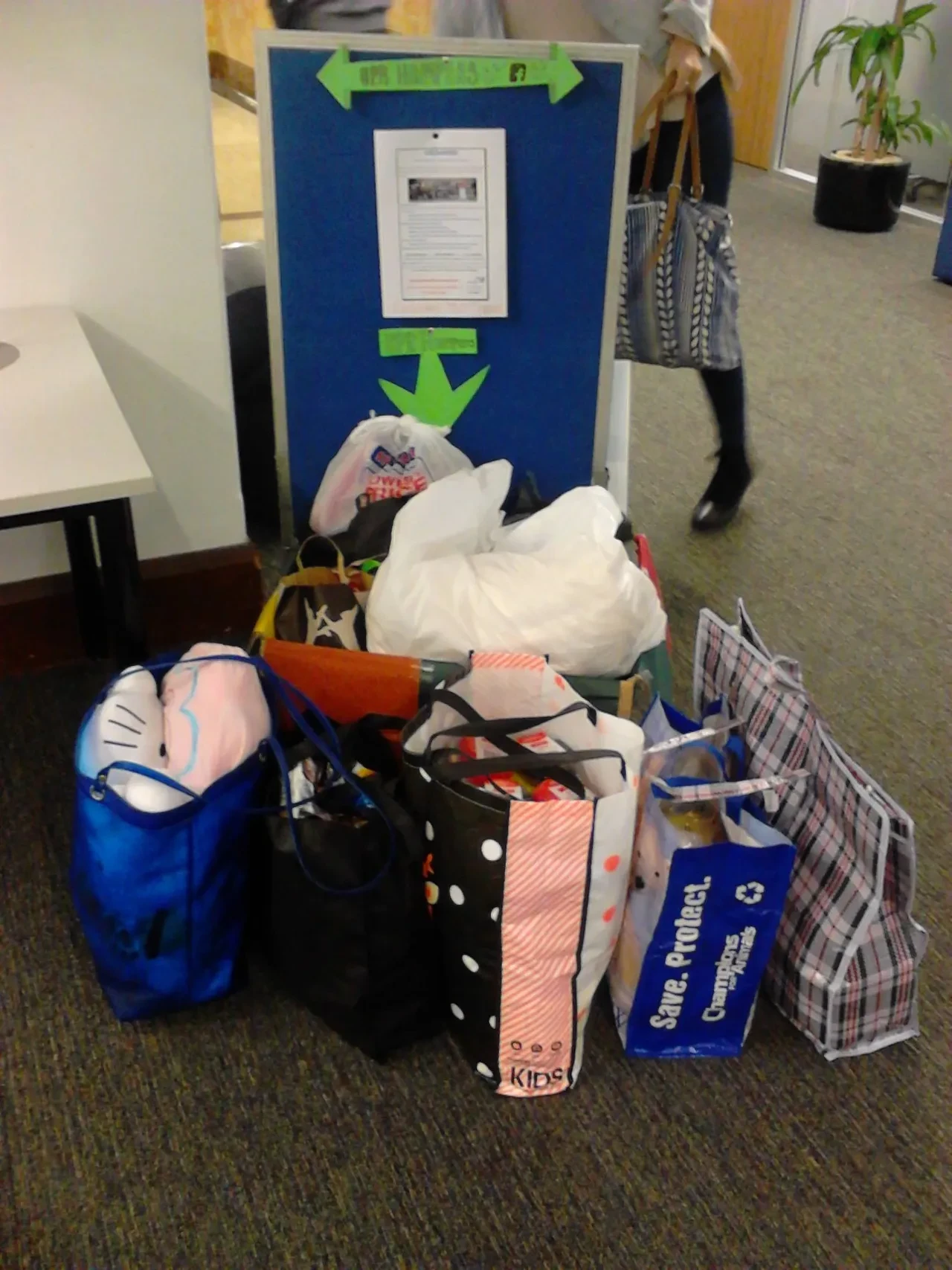Donation collection bags and items